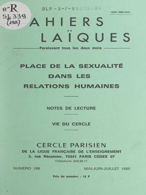 cover image of Place de la sexualité dans les relations humaines